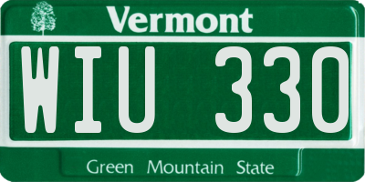 VT license plate WIU330