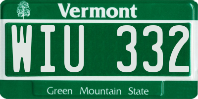 VT license plate WIU332