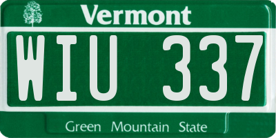 VT license plate WIU337