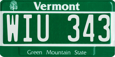 VT license plate WIU343