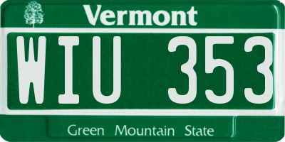 VT license plate WIU353