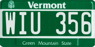 VT license plate WIU356