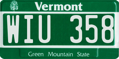 VT license plate WIU358
