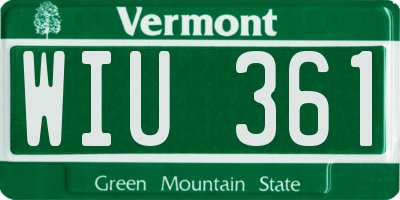VT license plate WIU361