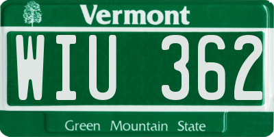 VT license plate WIU362