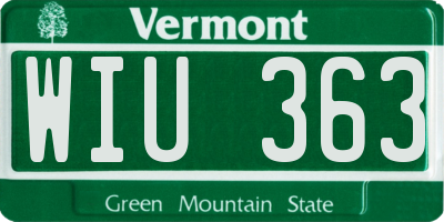 VT license plate WIU363