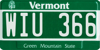 VT license plate WIU366