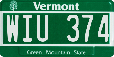 VT license plate WIU374
