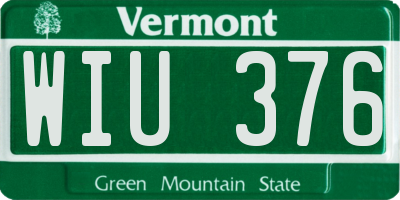 VT license plate WIU376