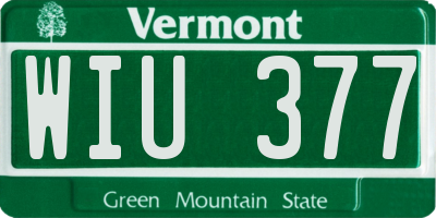 VT license plate WIU377