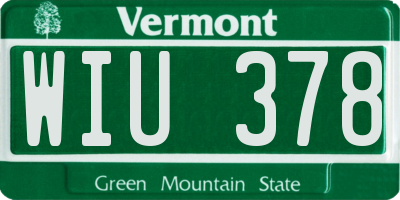 VT license plate WIU378