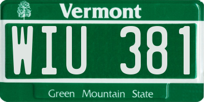 VT license plate WIU381