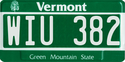 VT license plate WIU382