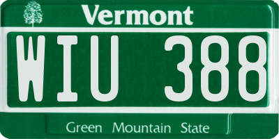 VT license plate WIU388