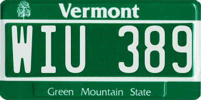 VT license plate WIU389