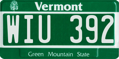 VT license plate WIU392