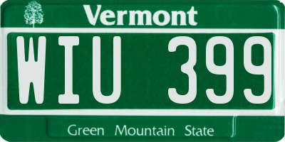 VT license plate WIU399