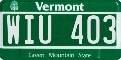 VT license plate WIU403
