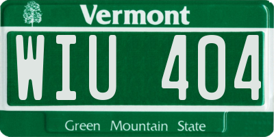 VT license plate WIU404