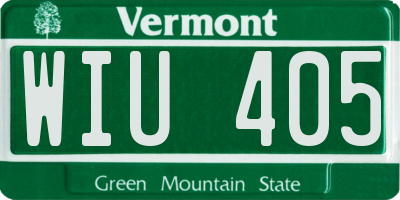 VT license plate WIU405