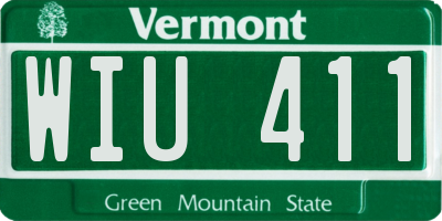 VT license plate WIU411