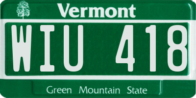 VT license plate WIU418