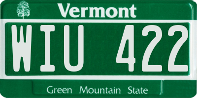 VT license plate WIU422