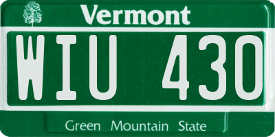 VT license plate WIU430