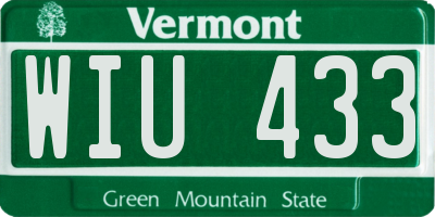 VT license plate WIU433