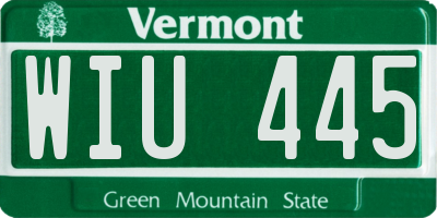 VT license plate WIU445