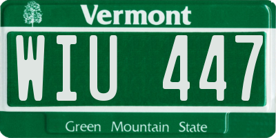 VT license plate WIU447