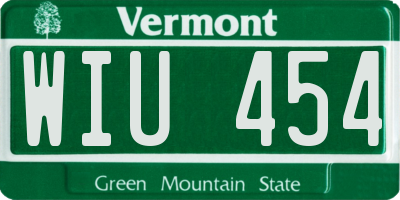 VT license plate WIU454