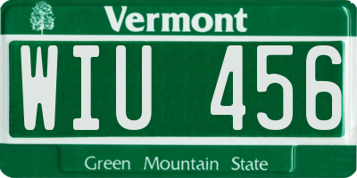 VT license plate WIU456
