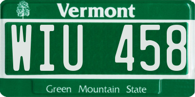 VT license plate WIU458