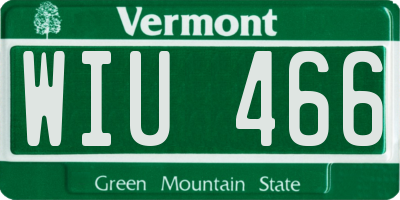 VT license plate WIU466