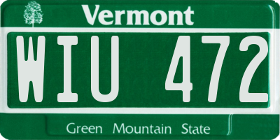 VT license plate WIU472