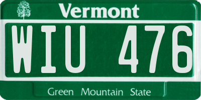 VT license plate WIU476