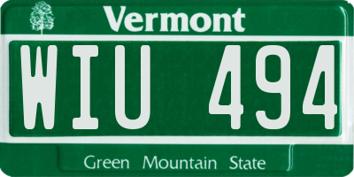 VT license plate WIU494