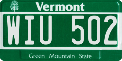 VT license plate WIU502