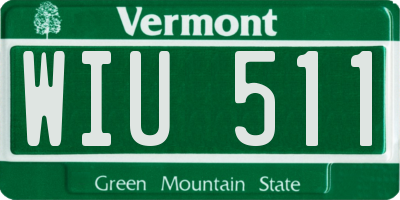 VT license plate WIU511