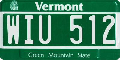VT license plate WIU512