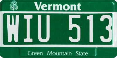 VT license plate WIU513