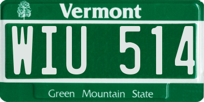 VT license plate WIU514
