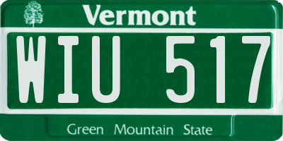 VT license plate WIU517