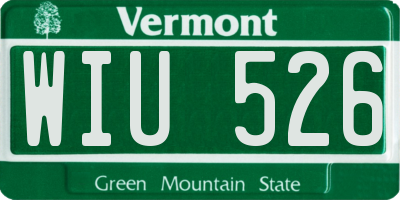 VT license plate WIU526