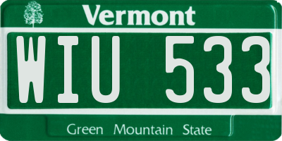 VT license plate WIU533