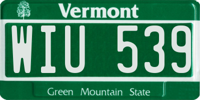 VT license plate WIU539