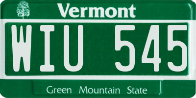 VT license plate WIU545