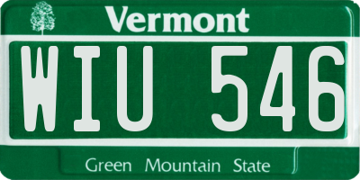 VT license plate WIU546