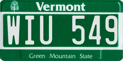 VT license plate WIU549